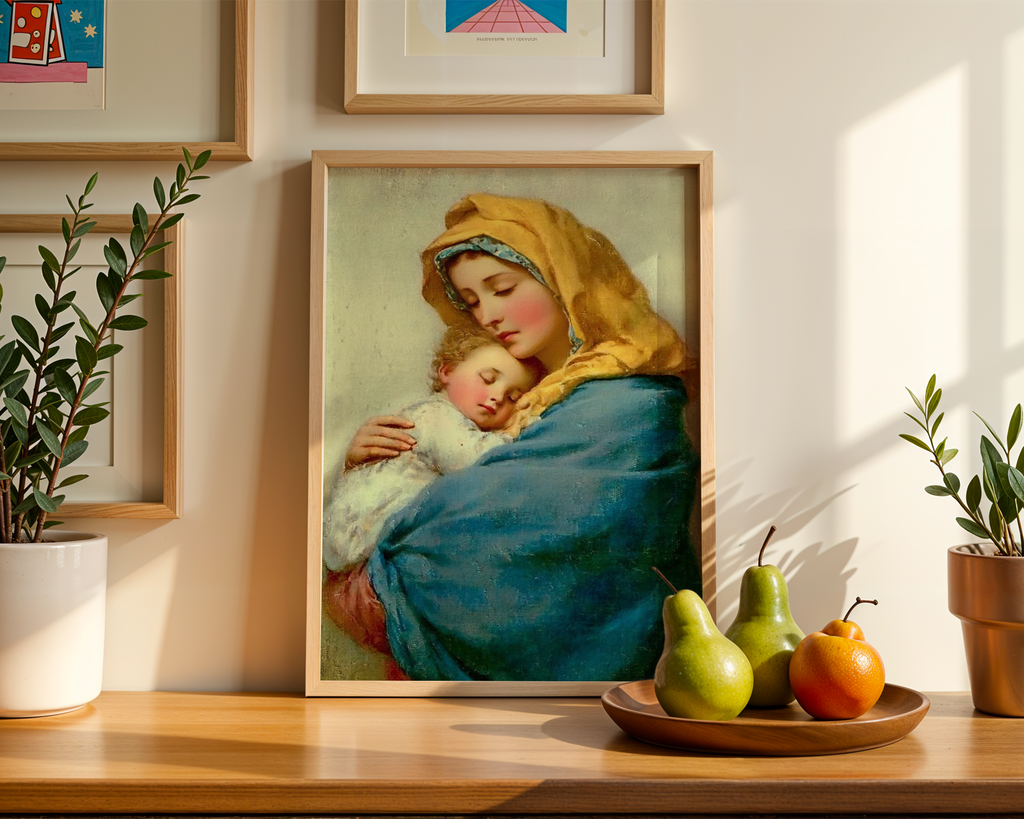 Madonna and Child Wall Art, New Parents Gift, Catholic Nursery Decor, Holygraceart