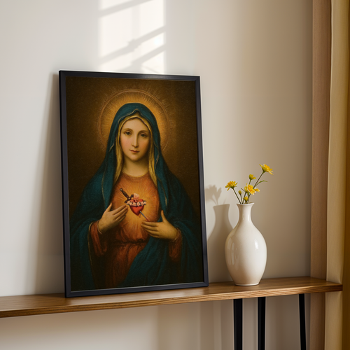 Immaculate Heart of Mary Wall Art, Marian Devotion Gift, Catholic Prayer Decor, Holygraceart