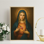 Immaculate Heart of Mary Wall Art, Marian Devotion Gift, Catholic Prayer Decor, Holygraceart