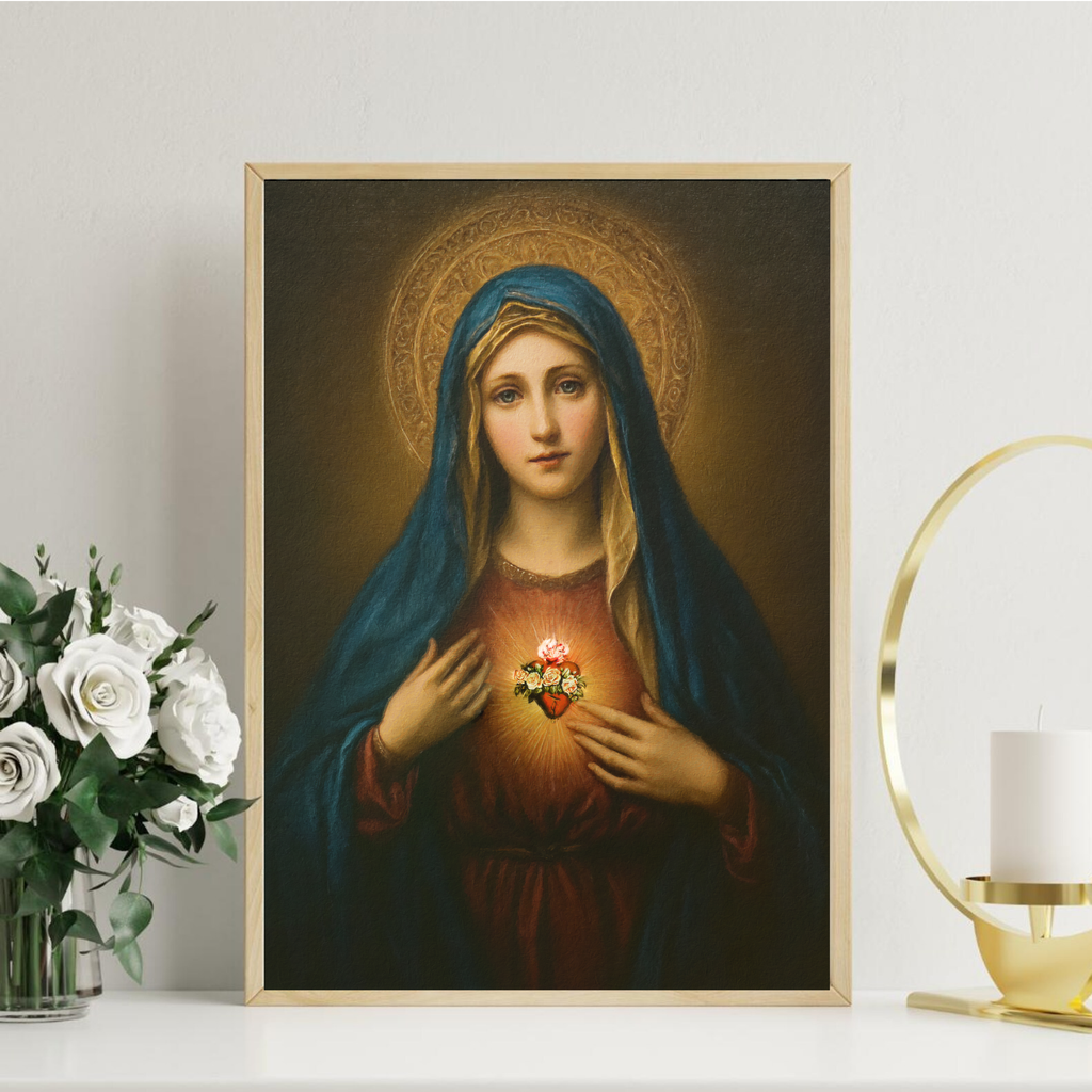 Immaculate Heart of Mary Wall Art, Confirmation Gift, Prayer Corner Decor, Holygraceart