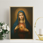 Immaculate Heart of Mary Wall Art, Confirmation Gift, Prayer Corner Decor, Holygraceart