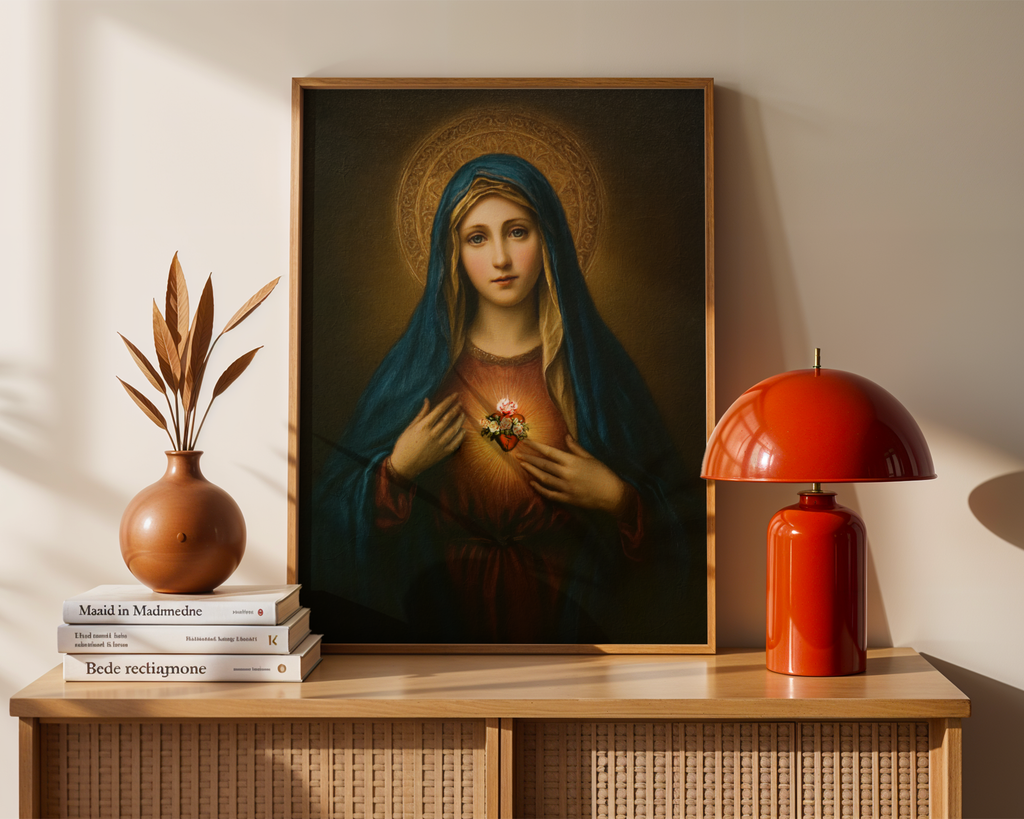 Immaculate Heart of Mary Wall Art, Confirmation Gift, Prayer Corner Decor, Holygraceart