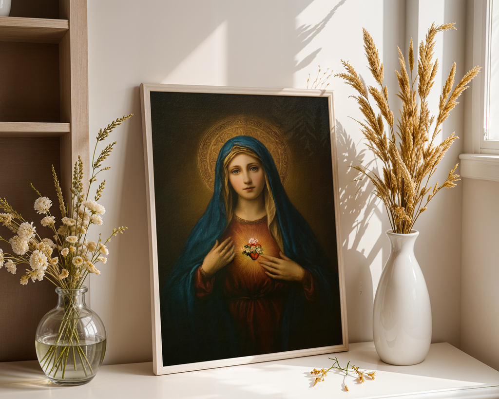 Immaculate Heart of Mary Wall Art, Confirmation Gift, Prayer Corner Decor, Holygraceart