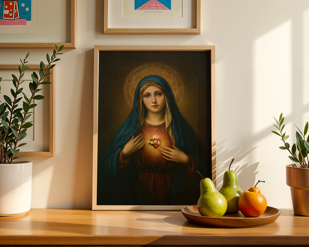 Immaculate Heart of Mary Wall Art, Confirmation Gift, Prayer Corner Decor, Holygraceart