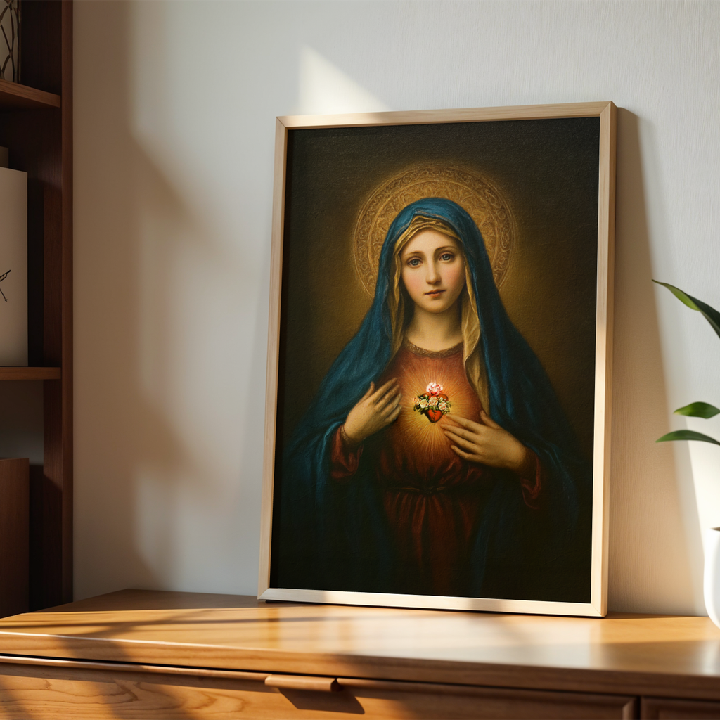Immaculate Heart of Mary Wall Art, Confirmation Gift, Prayer Corner Decor, Holygraceart