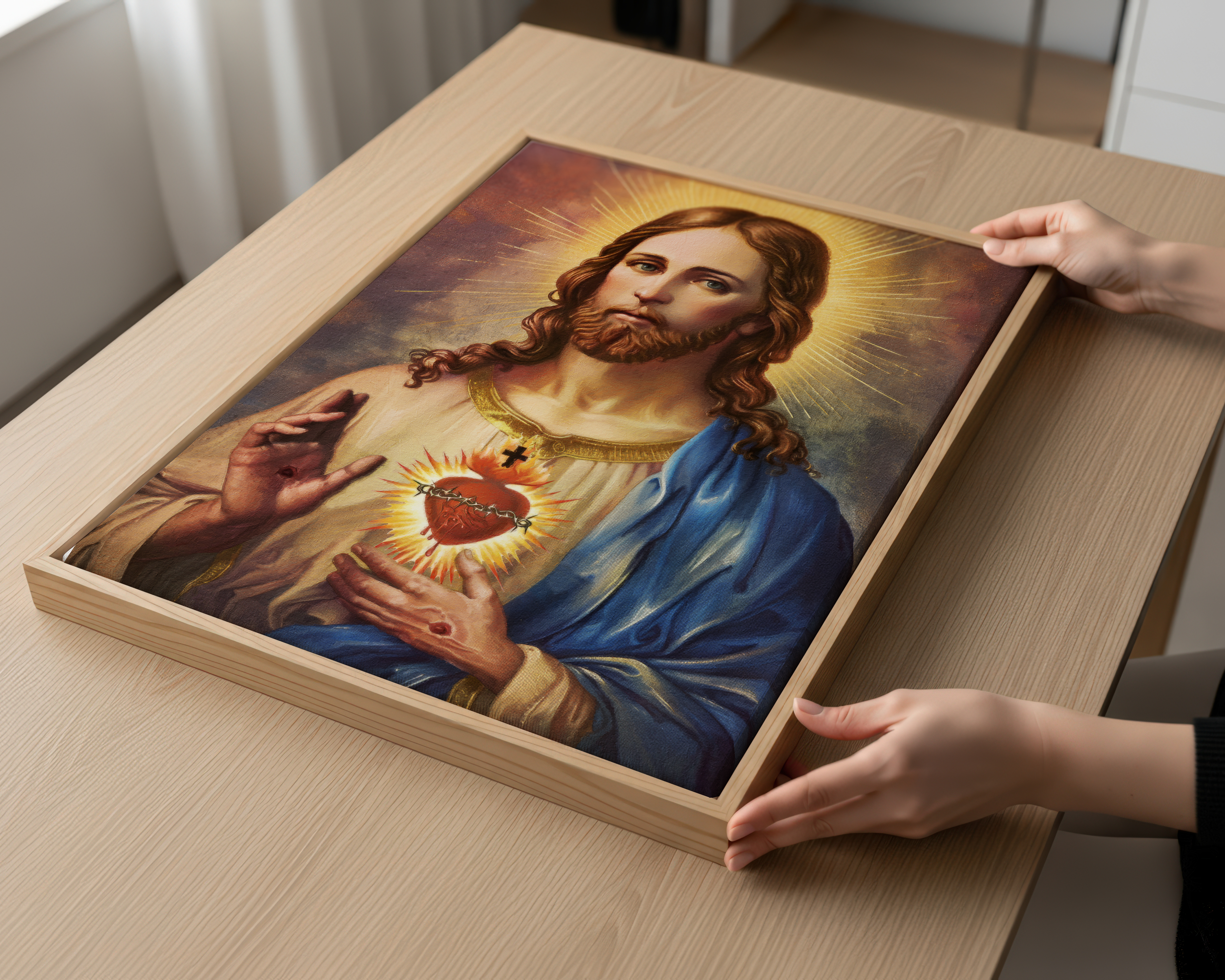 Sacred Heart of Jesus Wall Art, First Communion Gift, Catholic Prayer Decor, Holygraceart