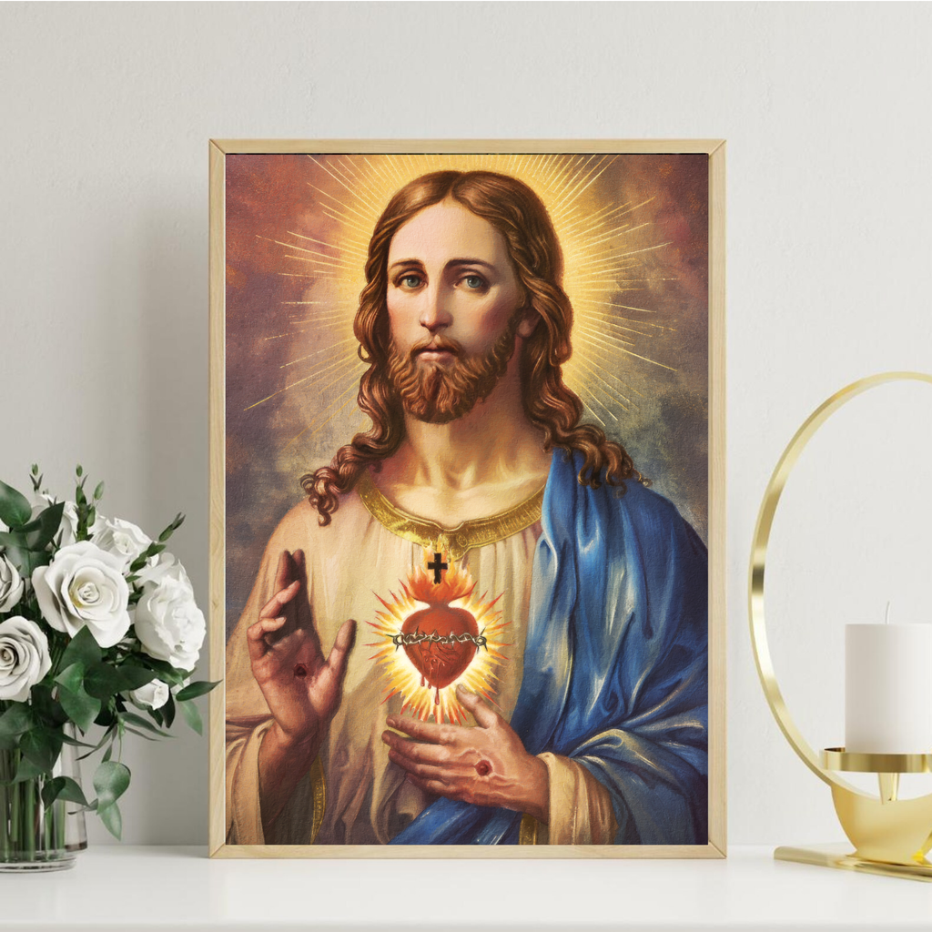 Sacred Heart of Jesus Wall Art, First Communion Gift, Catholic Prayer Decor, Holygraceart