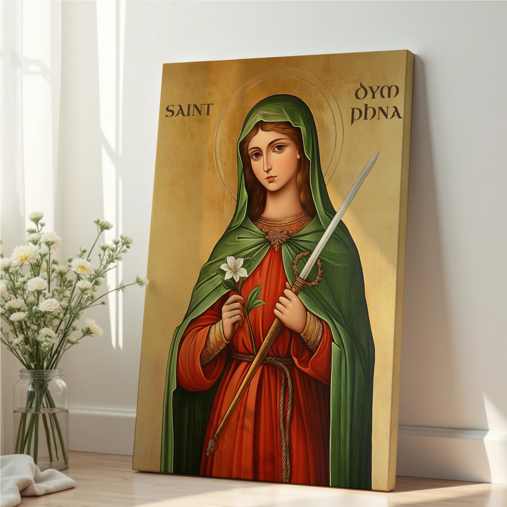 Saint Dymphna Religious Wall Art, Healing Gift, Devotional Keepsaket, Holygraceart
