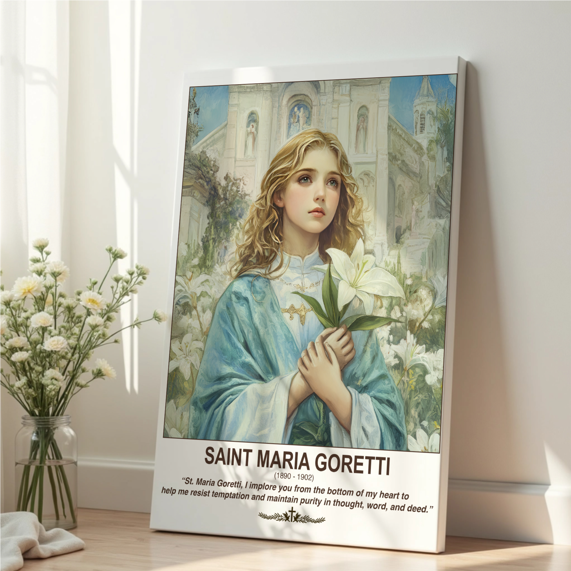 Saint Maria Goretti Wall Art, Purity and Innocence Gift, Catholic Home Decor, Holygraceart