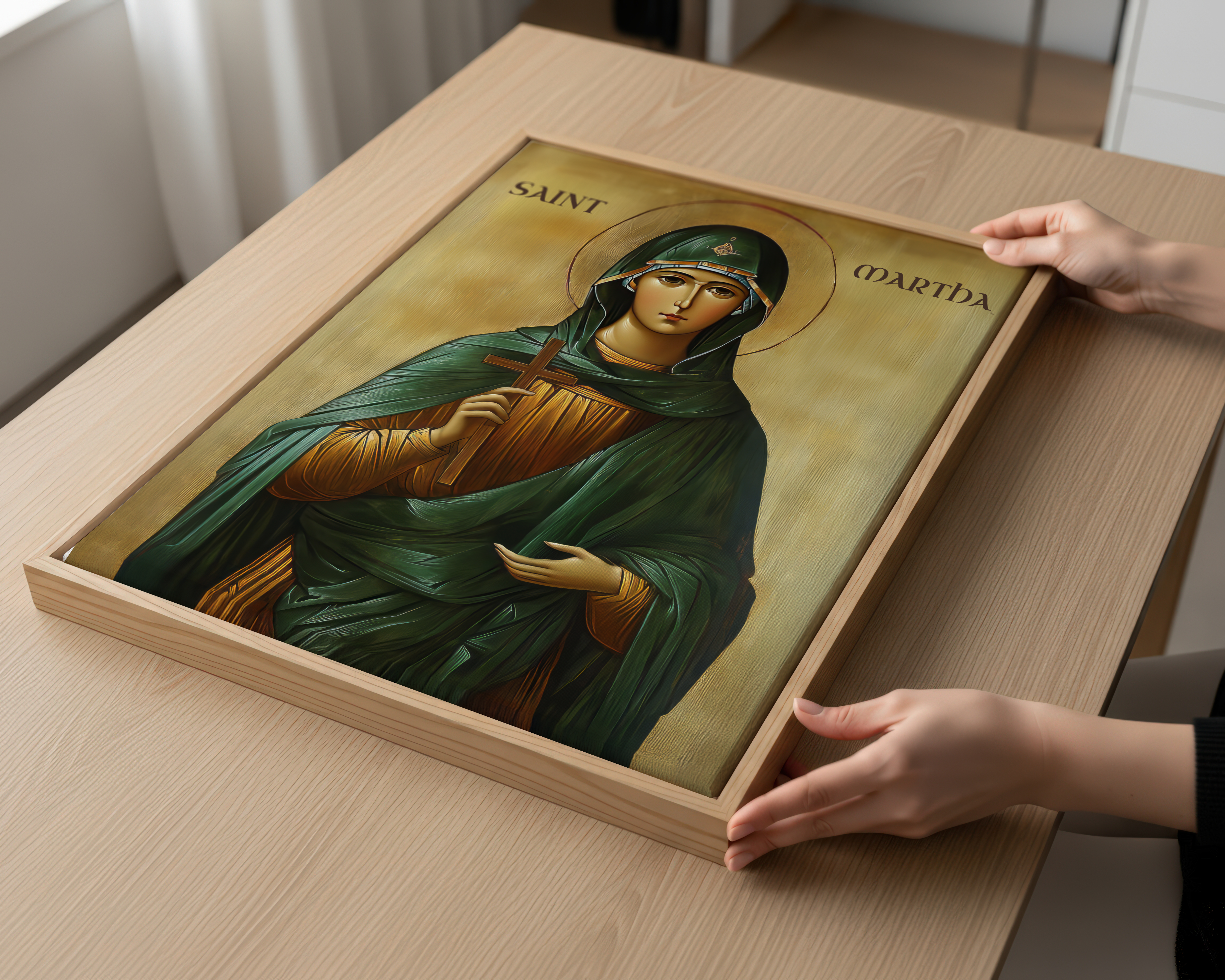 Saint Martha Icon Wall Art, Faithful Service Gift Byzantine Decor, Holygraceart