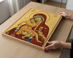 Virgin Mary and Child Orthodox Icon Print, New Parents Gift, Family Blessing