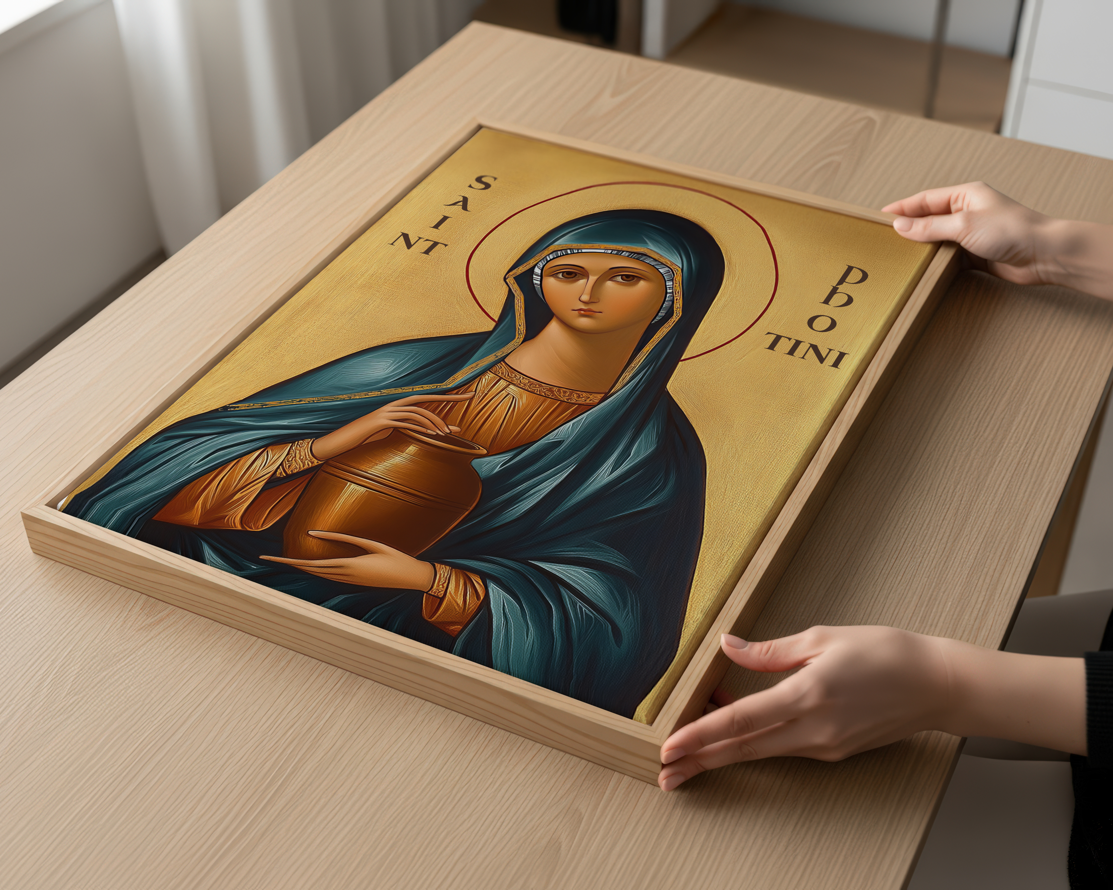 Saint Photini(Photina) Icon Print, Baptism and Faith Renewal Gift, Orthodox Wall Art