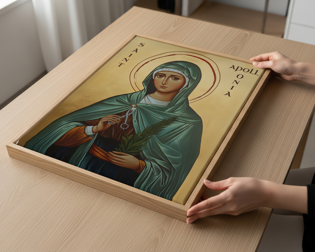Saint Apollonia Icon Print, Patron Saint of Dentists Gift, Home Altar Decor, Holygraceart