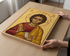 Christ Pantocrator Orthodox Icon Print, Christian Wall Decor, Baptism Gift, Holygraceart