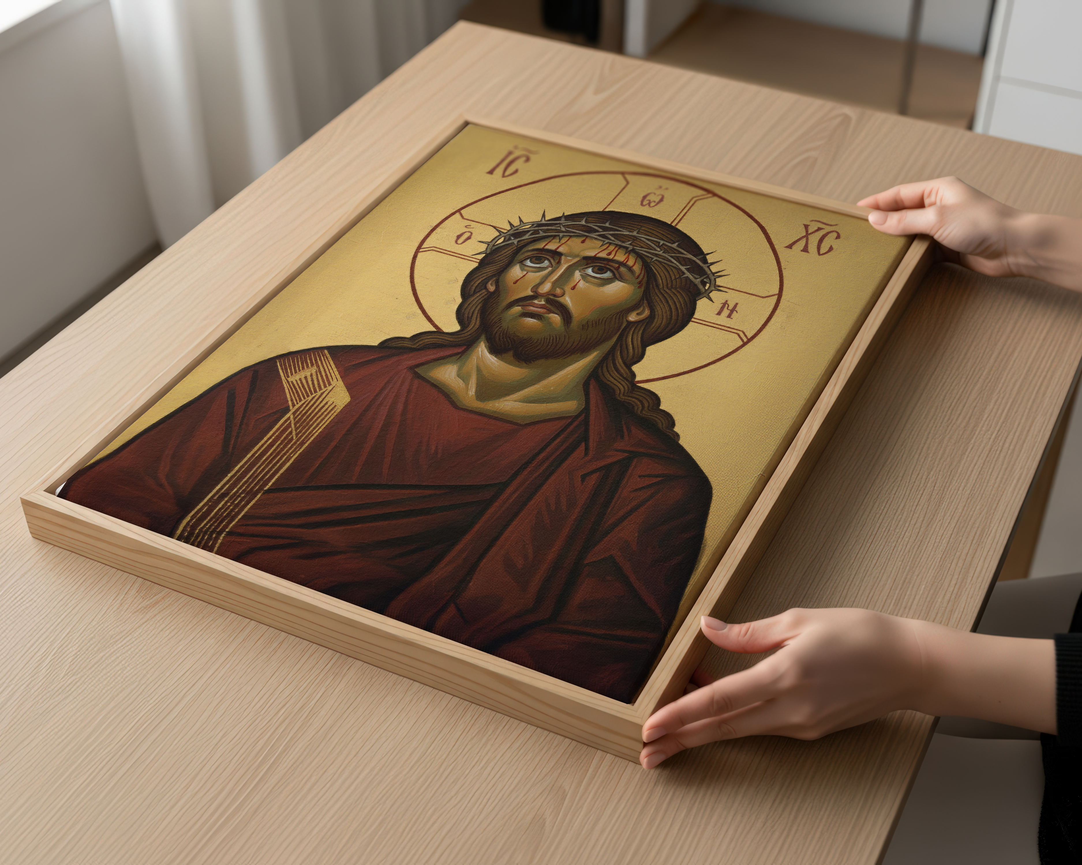 Jesus Crown of Thorns Orthodox Icon Print, Lenten Devotion Gift, Prayer Corner
