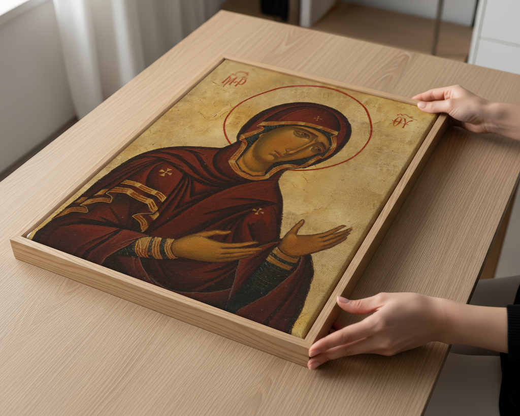 Mother of God Orthodox Icon Print, Marian Devotion Wall Art