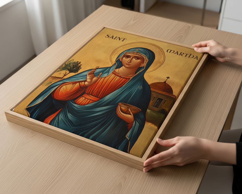 Saint Martha Icon Print, Homemaker Faith Gift Byzantine Wall Art, Holygraceart