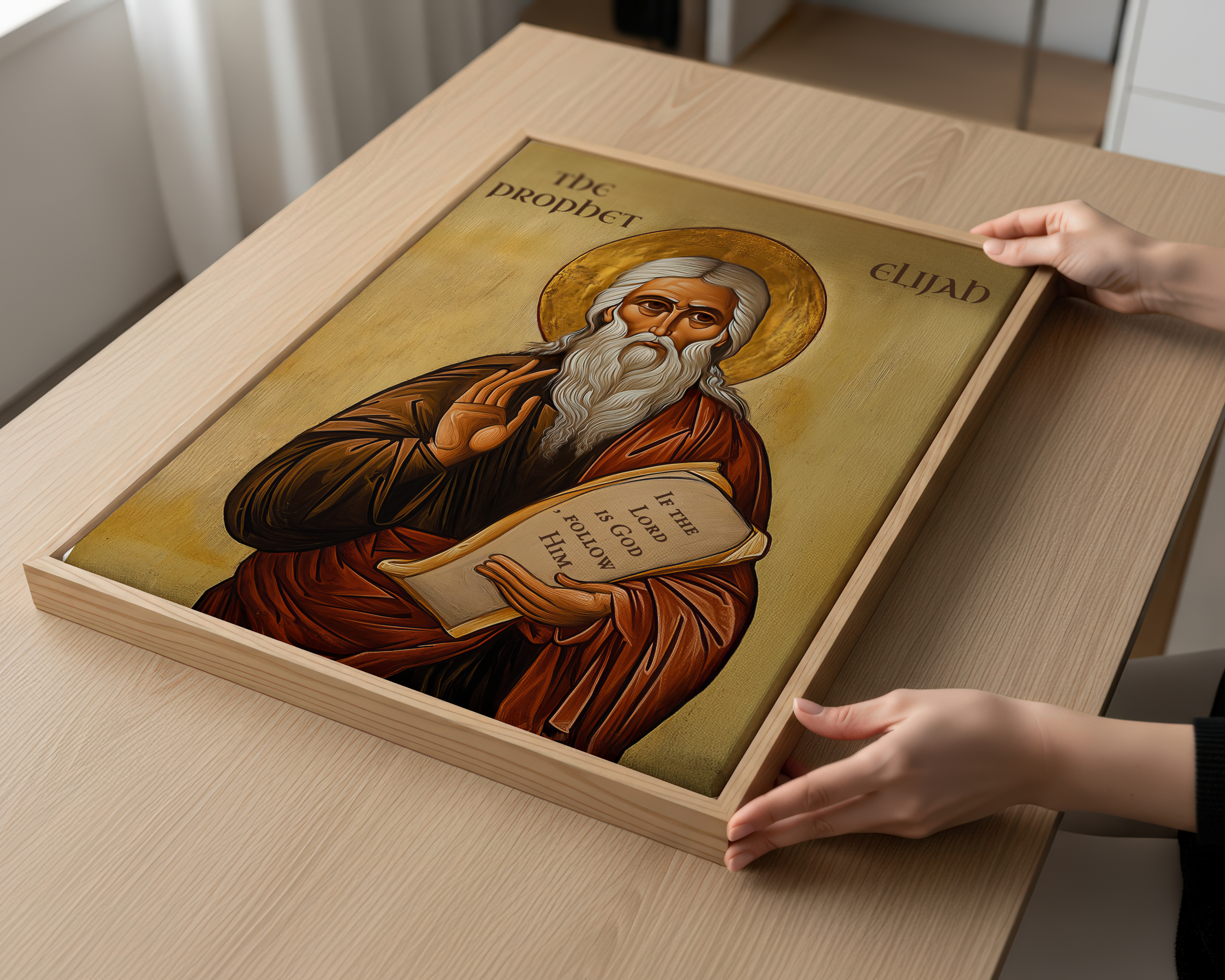 Prophet Elijah Icon Print, Biblical Prophet Gift Byzantine Wall Art, Holygraceart