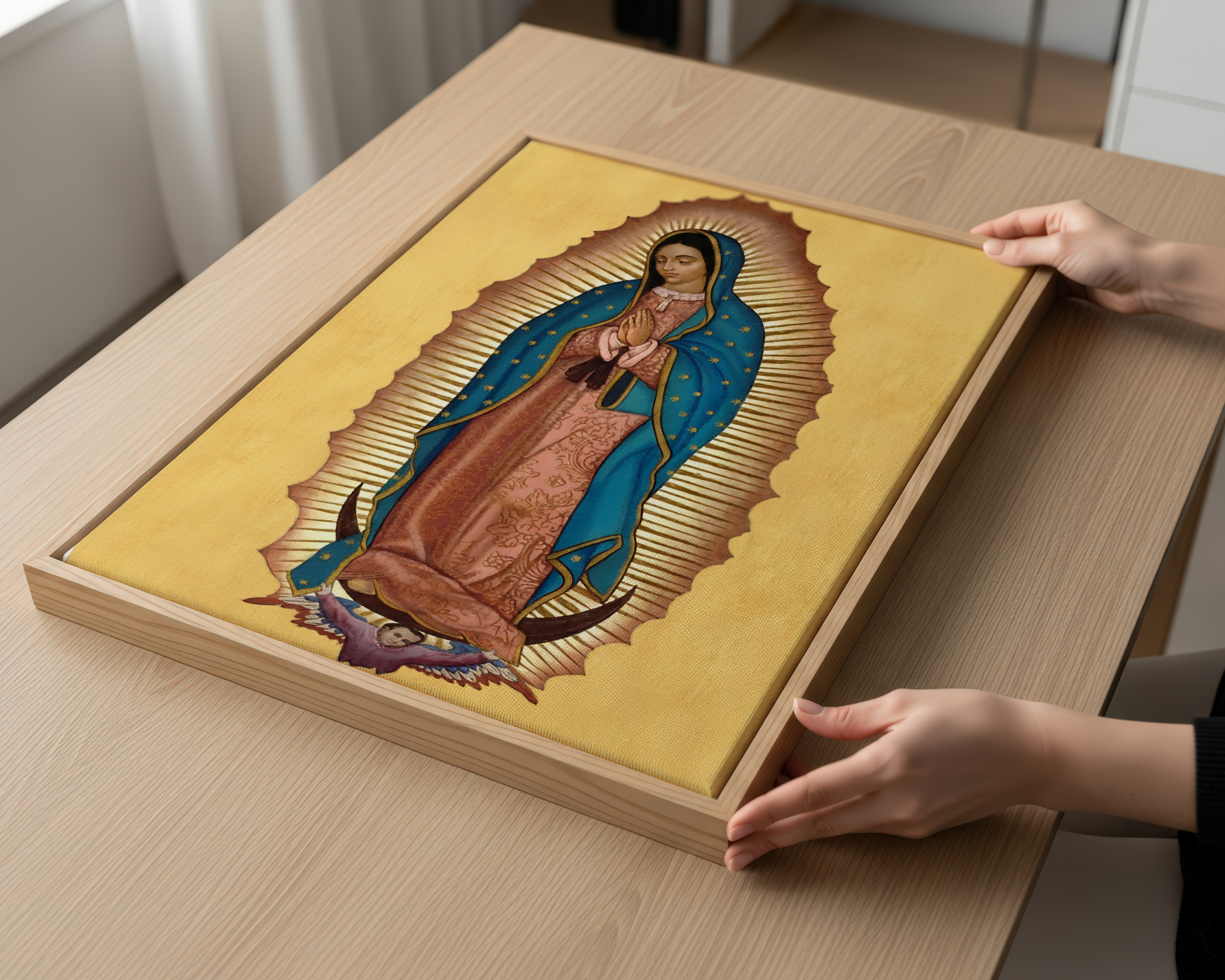 Our Lady of Guadalupe Icon Canvas Wall Art, Marian Blessing for the Family Home