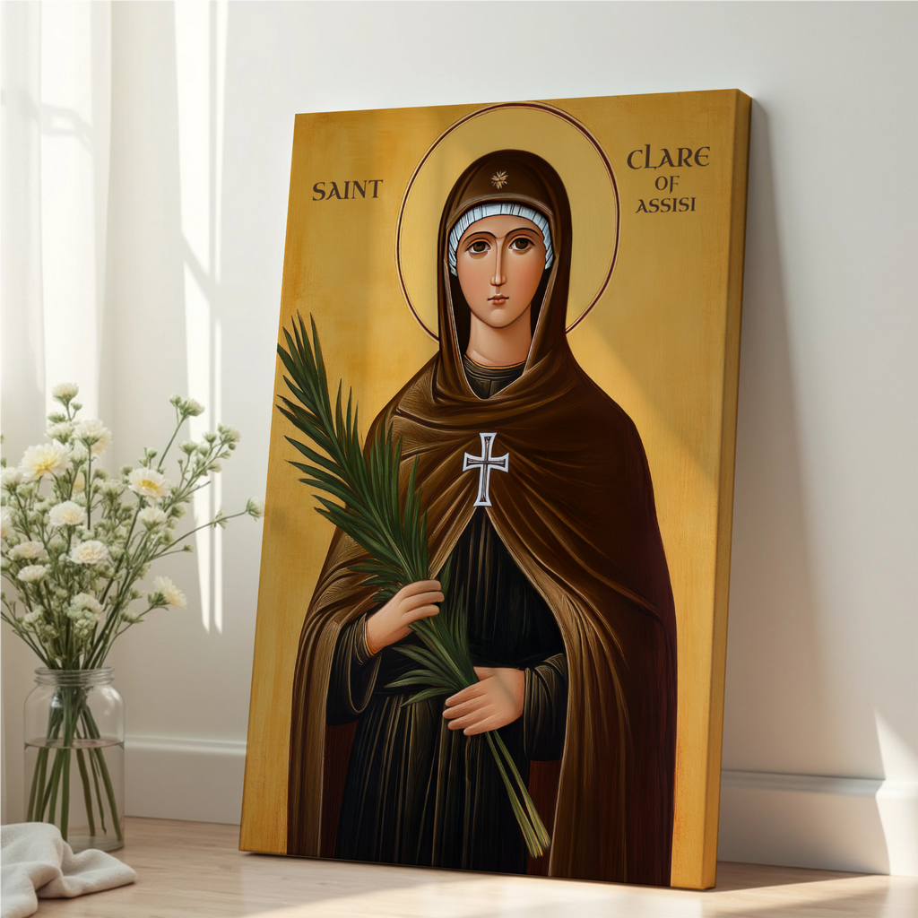 Saint Clare of Assisi Icon Wall Art, Purity and Devotion Gift, Sacred Home Accent