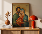 Saint Joachim and Saint Anna with Mary Icon Wall Art, Family Blessing Gift, Holygraceart