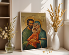Saint Joachim and Saint Anna with Mary Icon Wall Art, Family Blessing Gift, Holygraceart