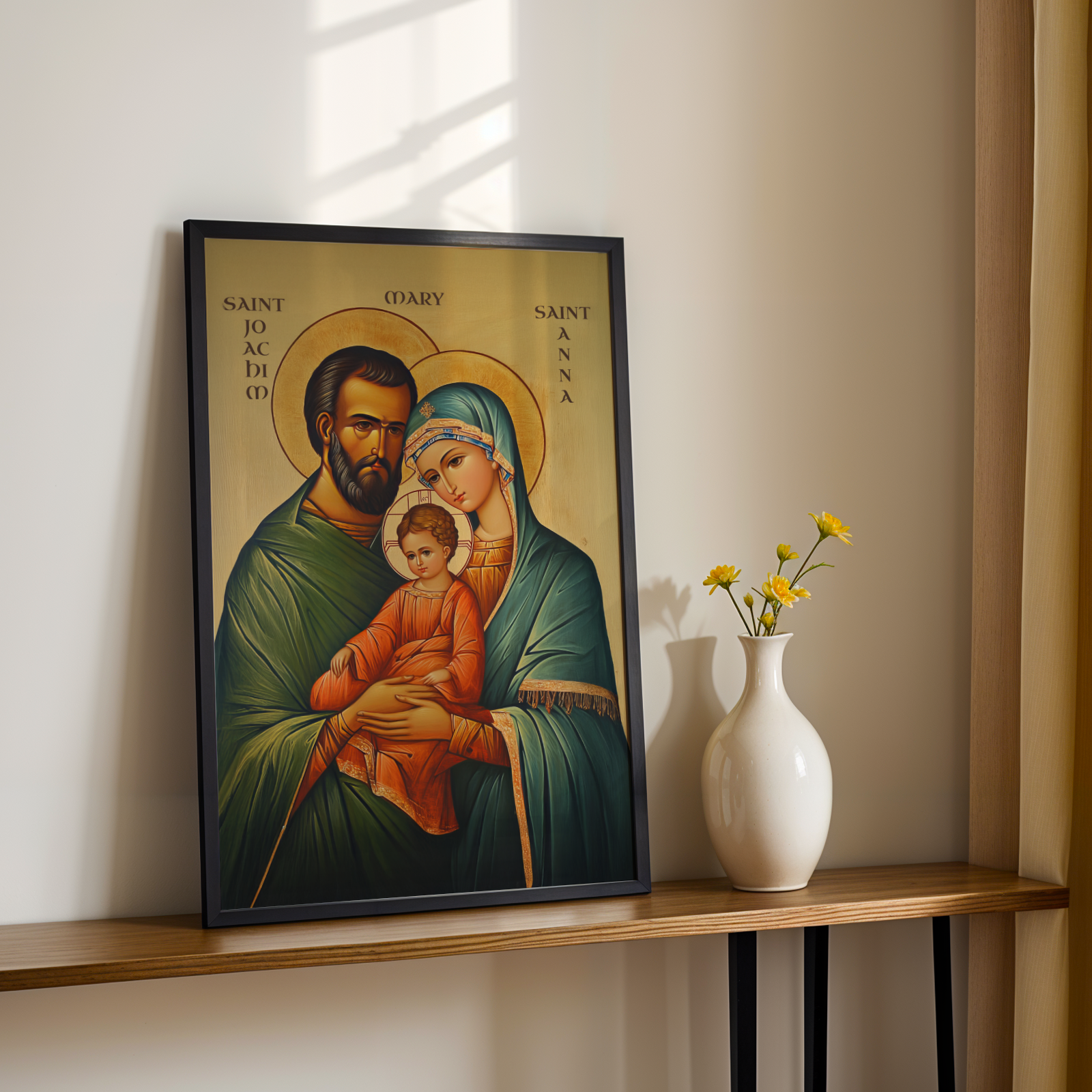 Saint Joachim and Saint Anna with Mary Icon Wall Art, Family Blessing Gift, Holygraceart