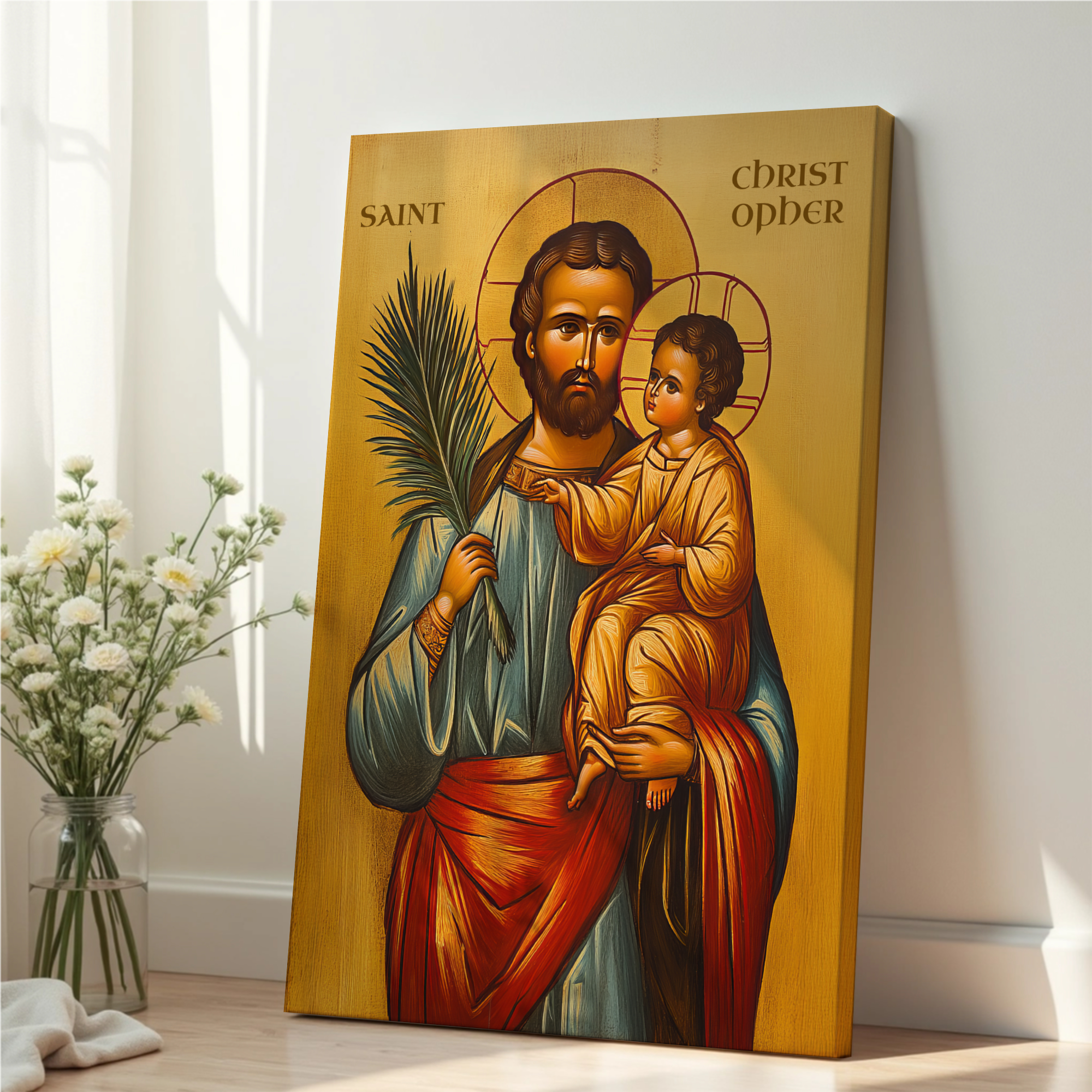 Saint Christopher Icon Wall Art, Travel Protection Gift Orthodox, Holygraceart