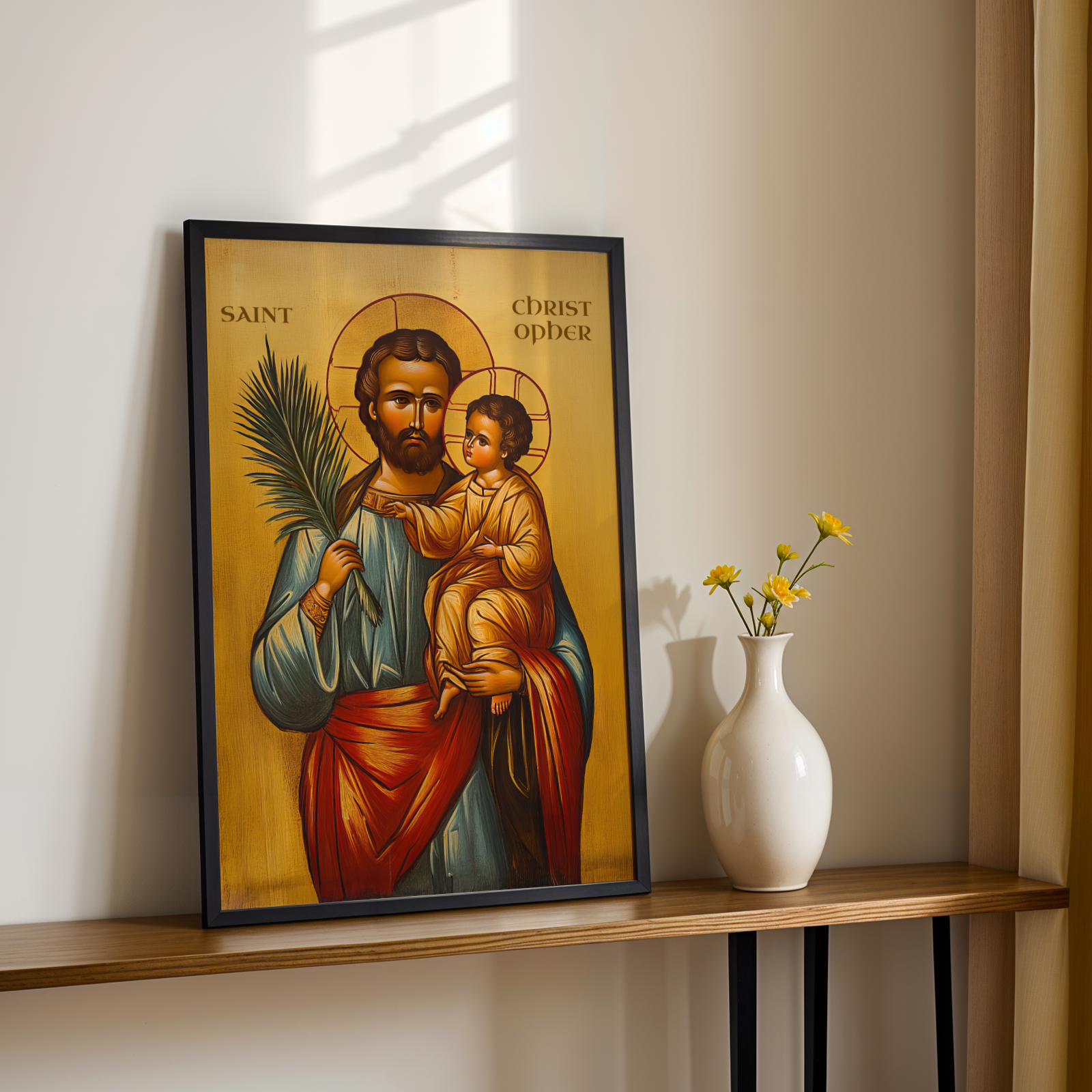 Saint Christopher Icon Wall Art, Travel Protection Gift Orthodox, Holygraceart