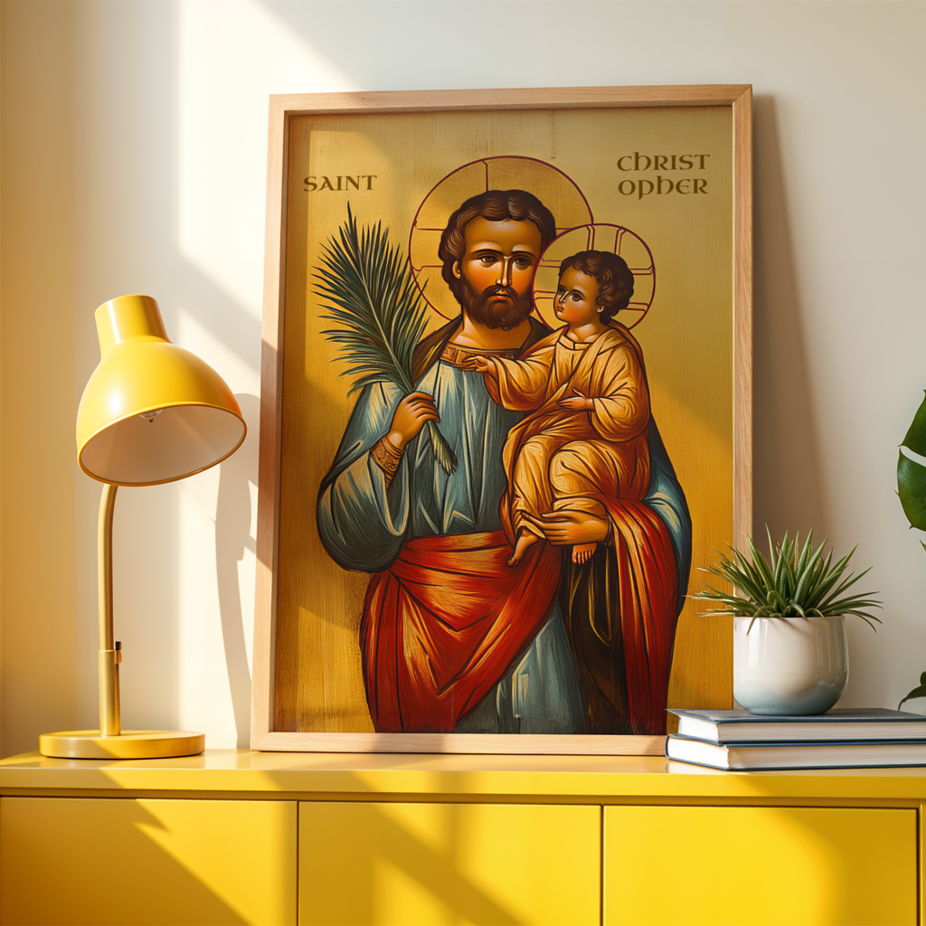 Saint Christopher Icon Wall Art, Travel Protection Gift Orthodox, Holygraceart