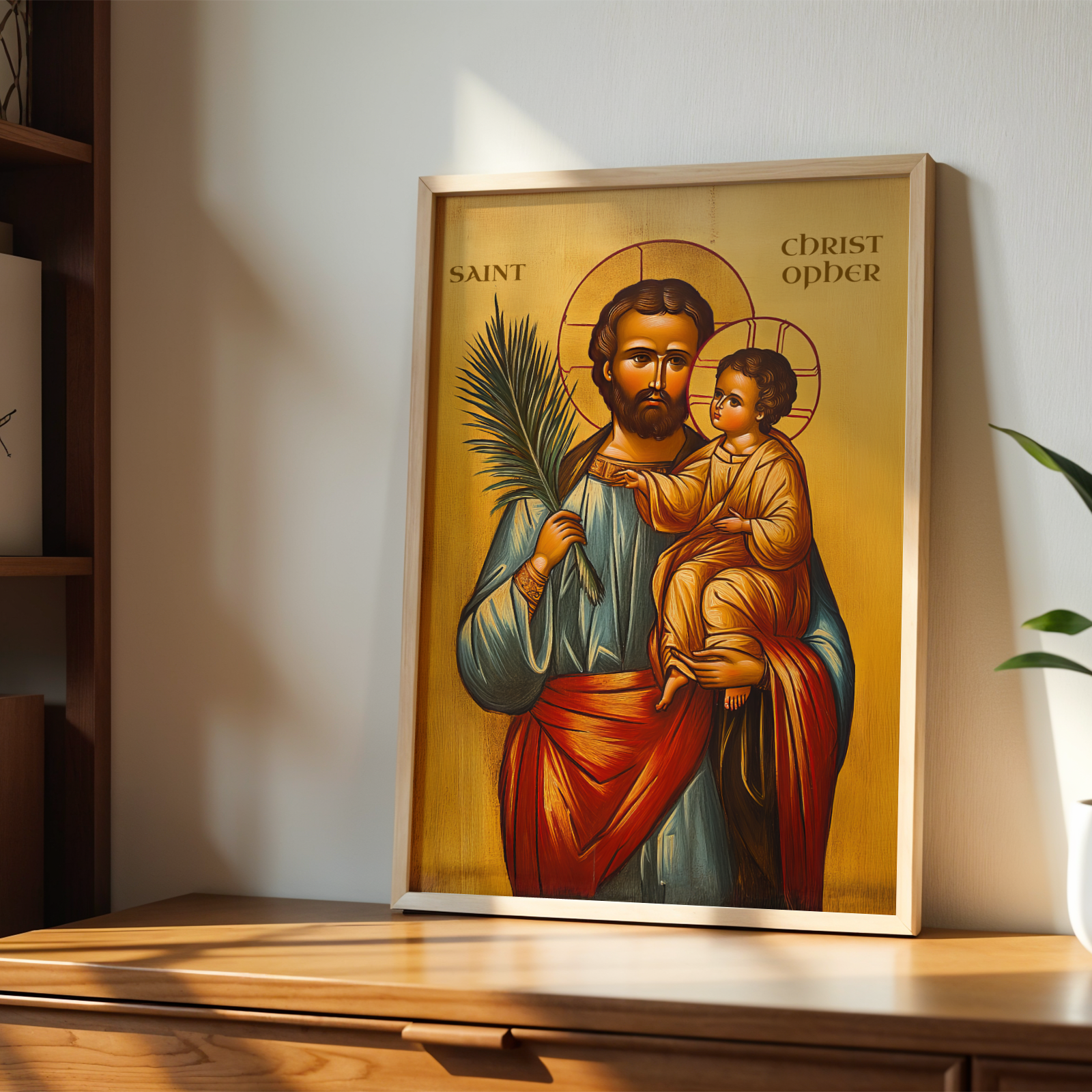 Saint Christopher Icon Wall Art, Travel Protection Gift Orthodox, Holygraceart
