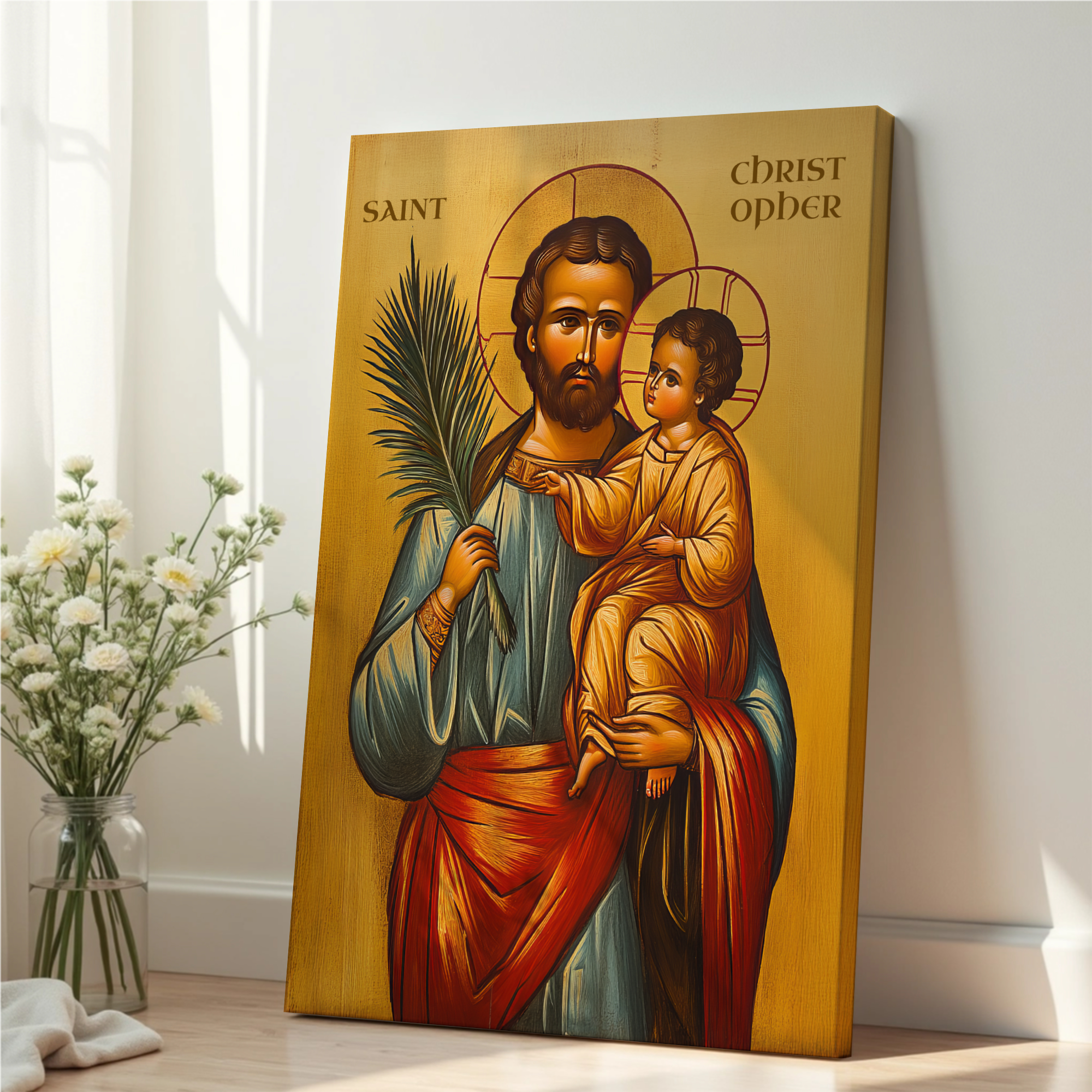 Saint Christopher Icon Wall Art, Travel Protection Gift Orthodox, Holygraceart