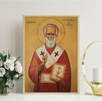 Saint Nicholas of Myra Icon Print, Bishop Blessing Orthodox Wall Art, Holygraceart