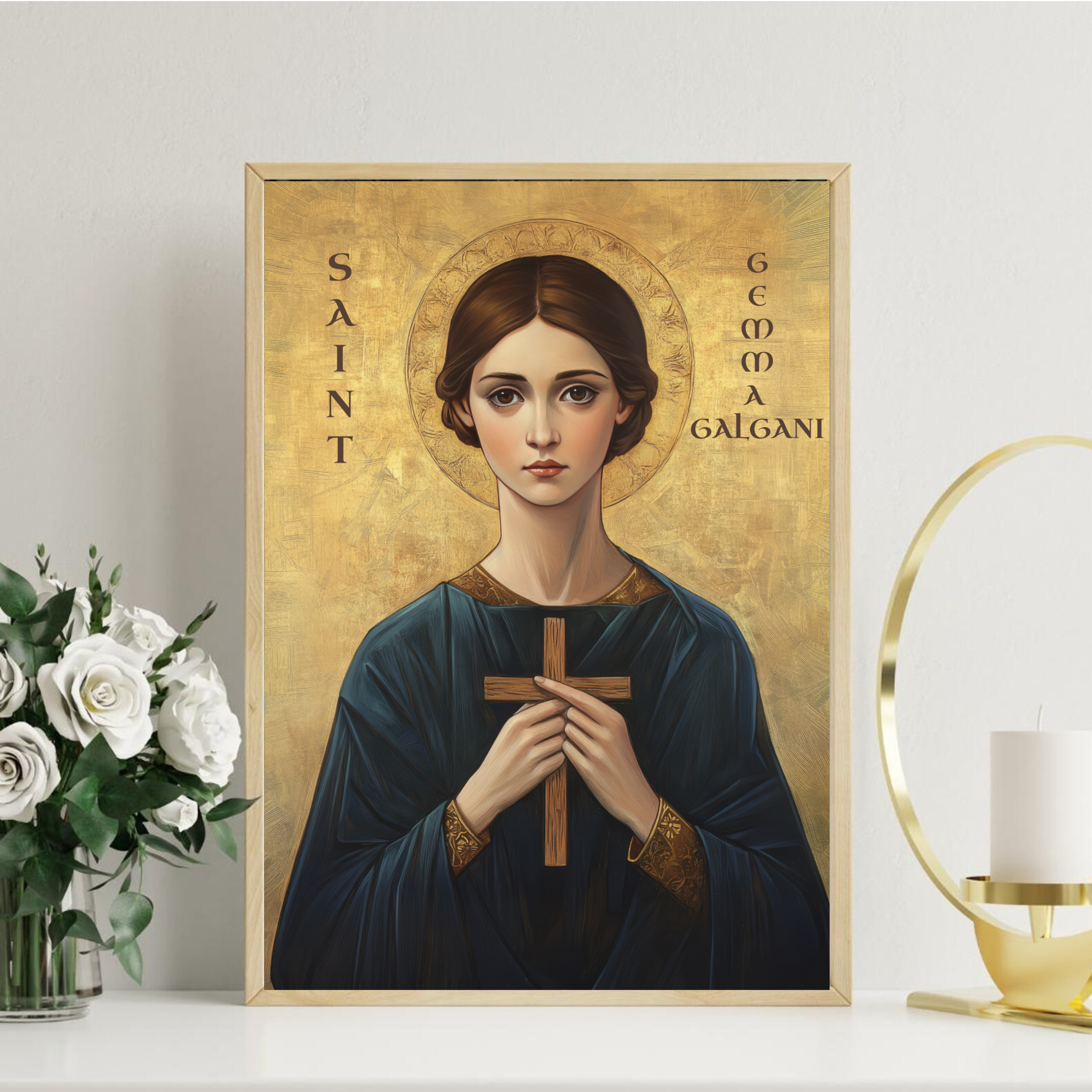 Saint Gemma Galgani Icon Wall Art, Purity and Suffering Gift Orthodox Decor, Holygraceart