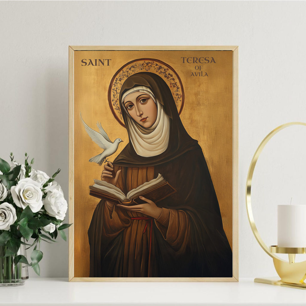 Saint Teresa of Avila Icon Print, Teacher & Confirmation Gift, Carmelite Orthodox Decor