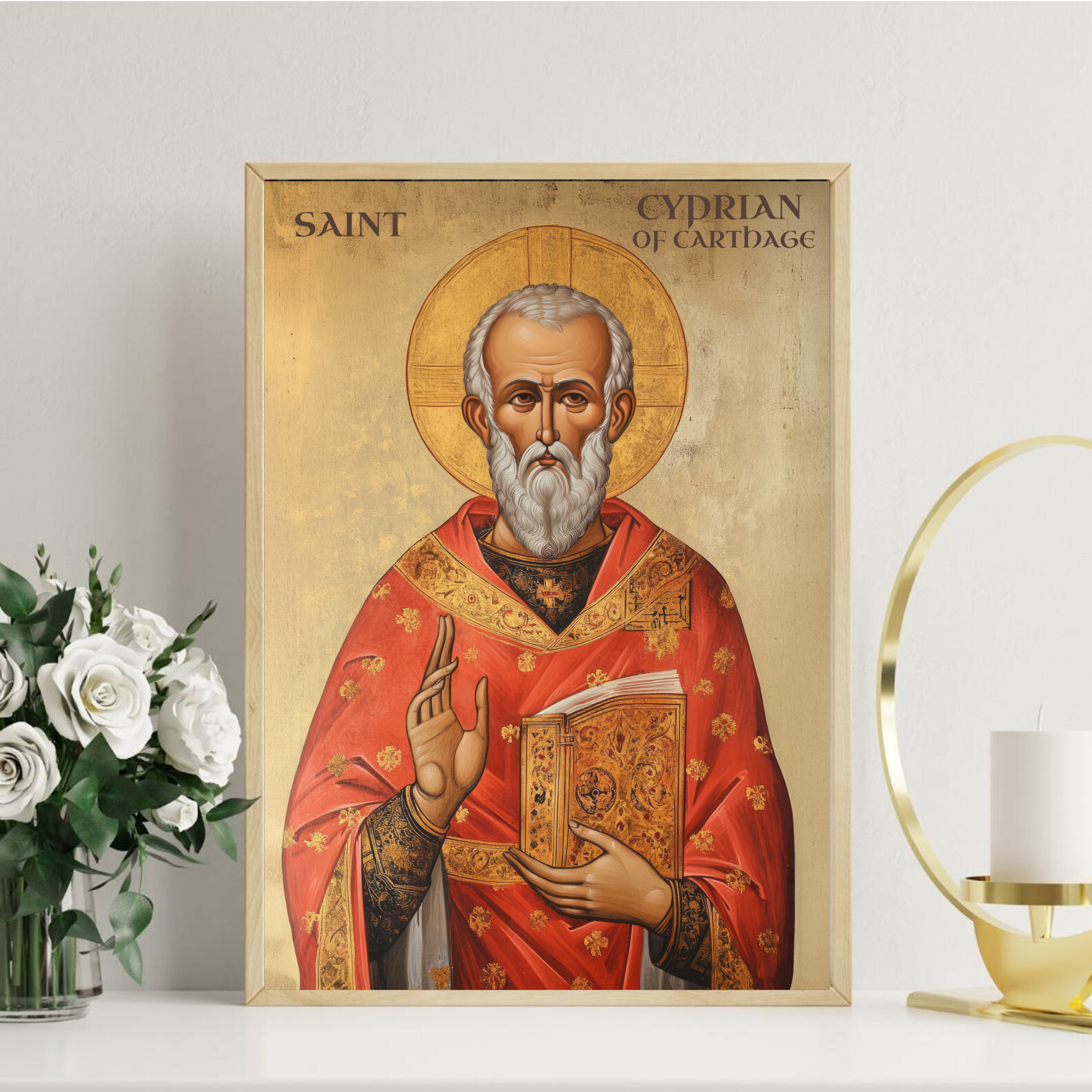Saint Cyprian of Carthage Icon Wall Art, Bishop and Martyr Gift Orthodox, Holygraceart