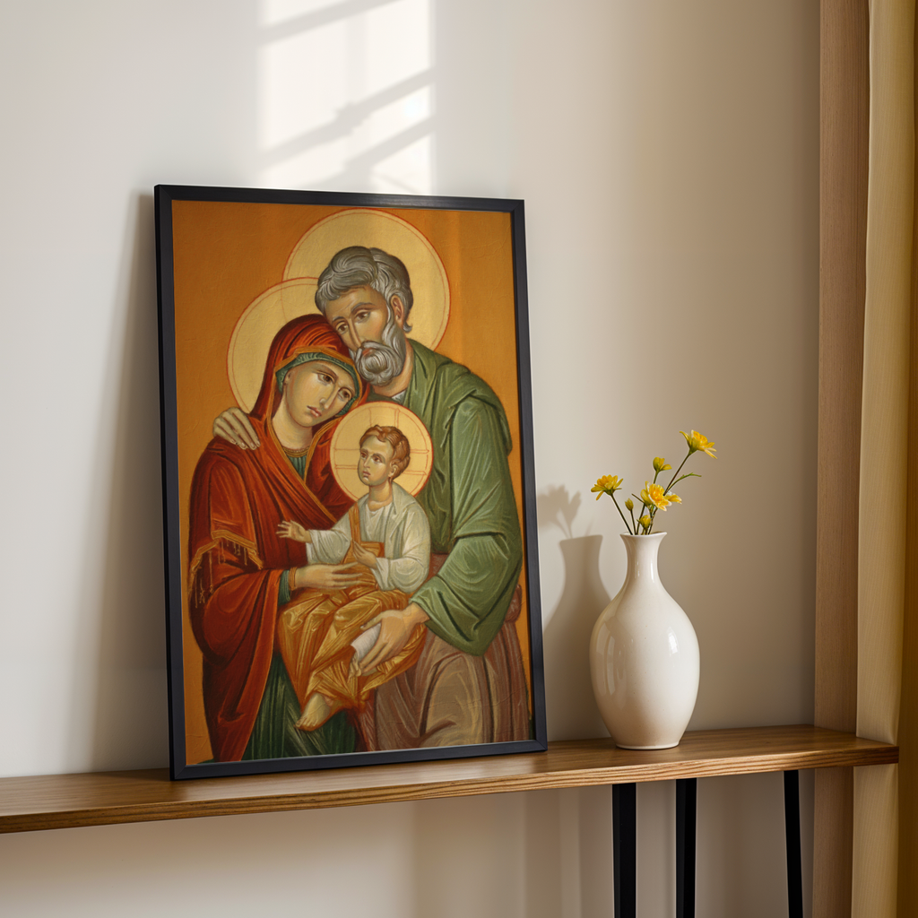 Holy Family Watercolor Icon Decor, Marriage and House Blessing Gift, Holygraceart