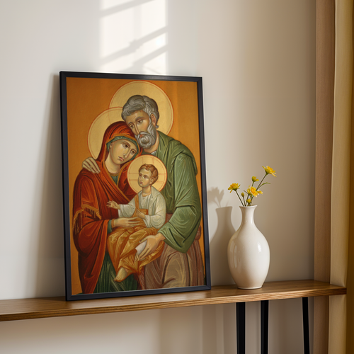 Holy Family Watercolor Icon Decor, Marriage and House Blessing Gift, Holygraceart