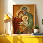 Holy Family Watercolor Icon Decor, Marriage and House Blessing Gift, Holygraceart