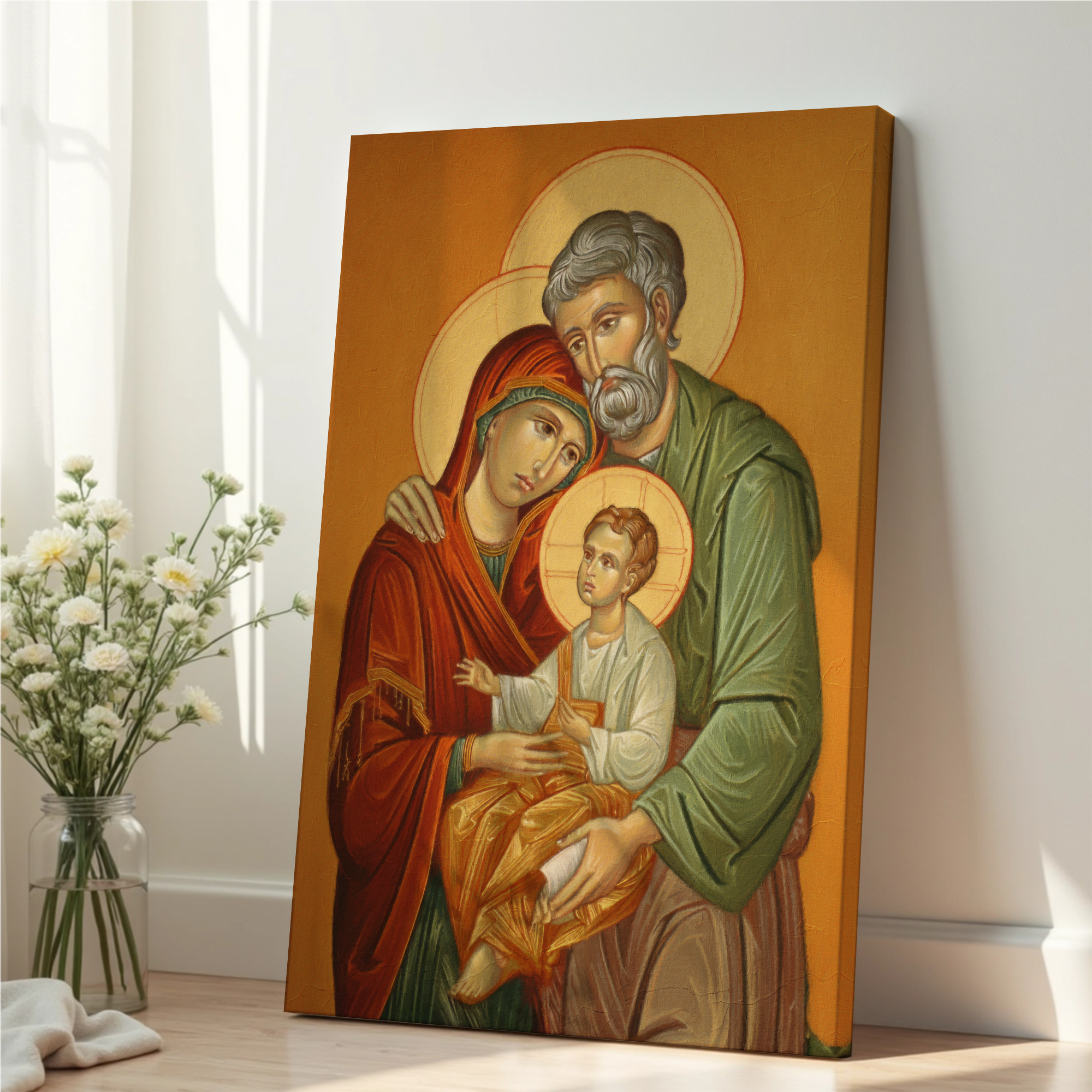 Holy Family Watercolor Icon Decor, Marriage and House Blessing Gift, Holygraceart