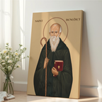Saint Benedict Icon Print, Monastic Wisdom Gift Christian Wall Art, Holygraceart