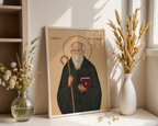 Saint Benedict Icon Print, Monastic Wisdom Gift Christian Wall Art, Holygraceart