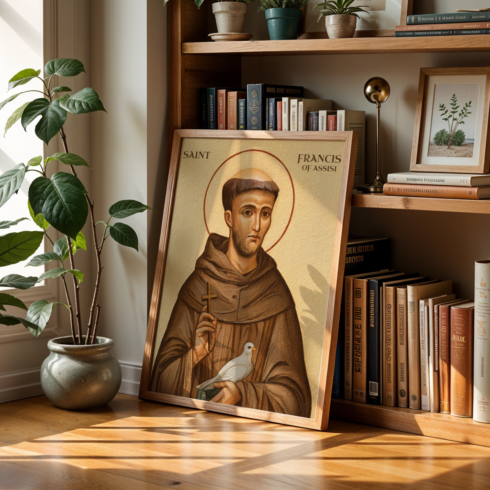 Saint Francis of Assisi Icon Wall Art, Peace and Creation Gift, Holygraceart