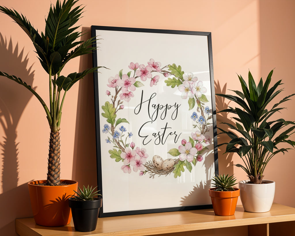 Happy Easter Wall Art, Spring Holiday Decor, Christian Home Accent, Holygraceart
