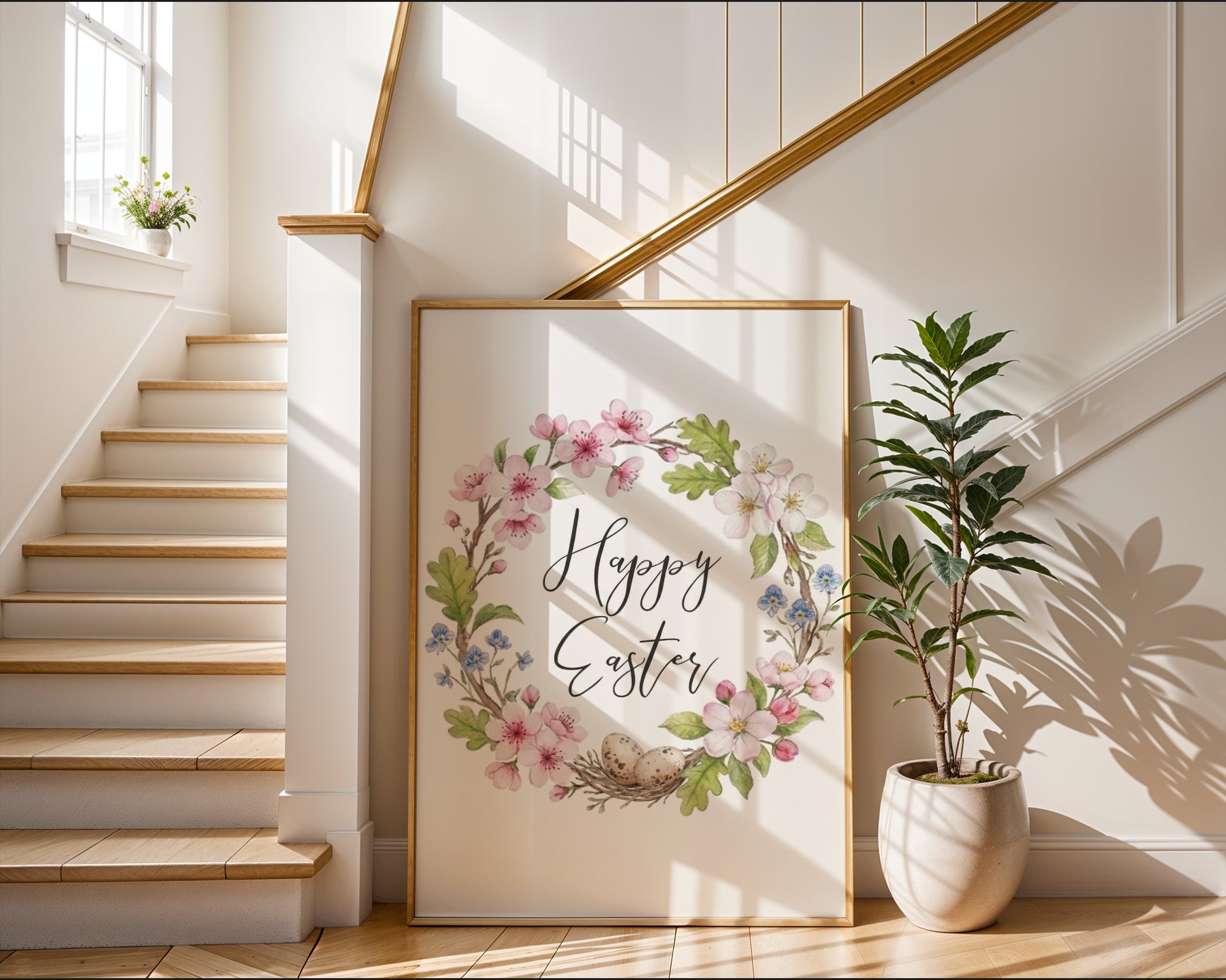 Happy Easter Wall Art, Spring Holiday Decor, Christian Home Accent, Holygraceart