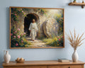 Jesus Resurrection Wall Art Canvas Print, Christian Easter Decor, Empty Tomb Painting, Religious Wall Decor, Bible Art Poster