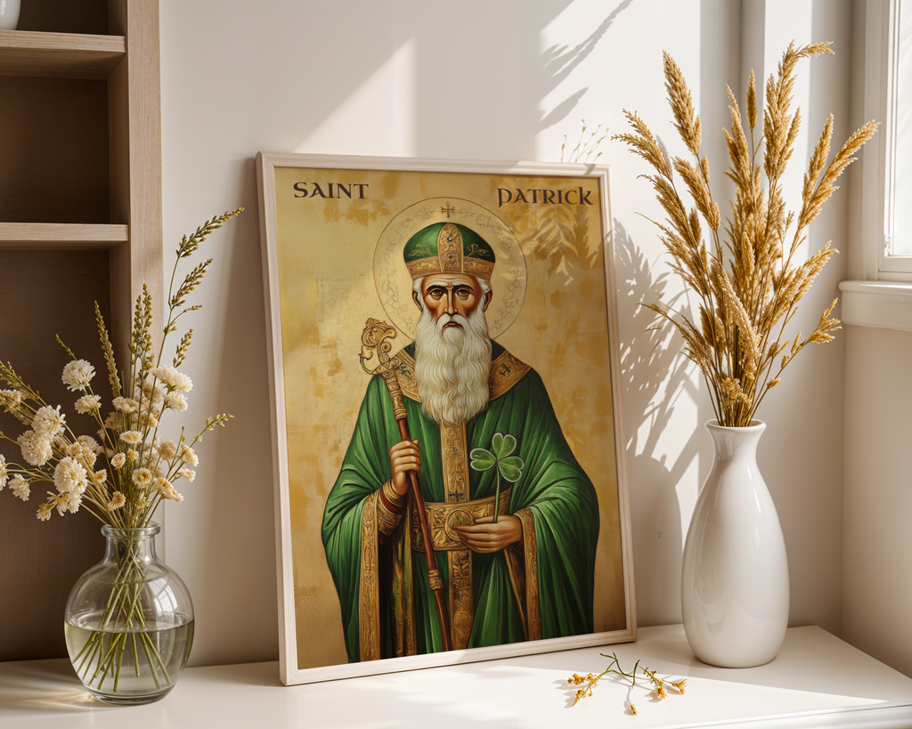 Saint Patrick Icon Wall Art, Irish Blessing Gift Orthodox Decor, Holygraceart
