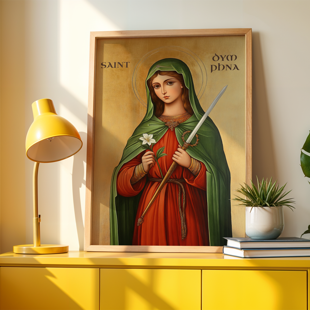 Saint Dymphna Religious Wall Art, Healing Gift, Devotional Keepsaket, Holygraceart