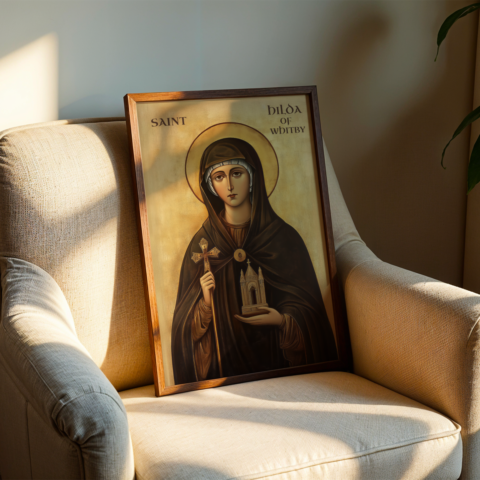 Saint Hilda of Whitby Icon Print, Christian Learning Gift Orthodox, Holygraceart