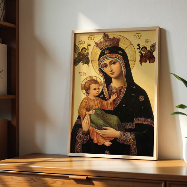 Our Lady of Perpetual Help Orthodox Icon Print, Prayer Gift, Faithful Home Piece, Holygraceart